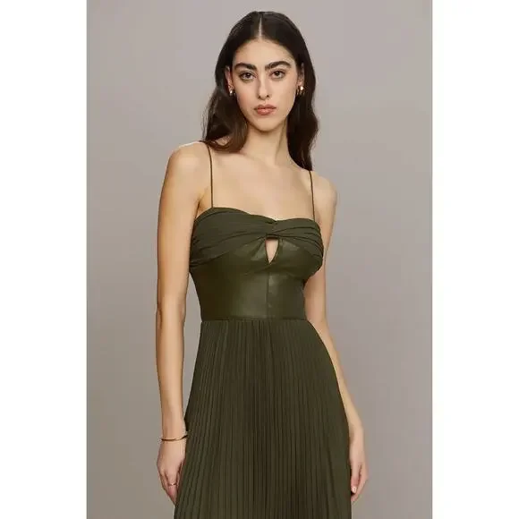 AMUR Linda Leather Crepe Midi Dress Olive Green 8 Sleeveless Cocktail Fit  Flare is available for purchase on au PAY Market - Imported Goods Online  Store Co.Ltd. | au PAY Market -